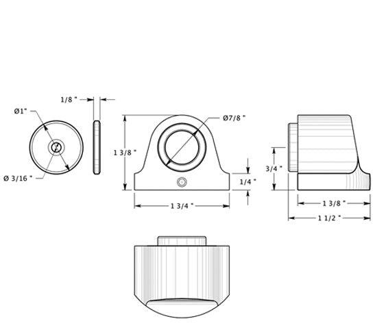 Antique Hardware 1 3/8 Inch Magnetic Dome Door Stop and Catch DOOR-HOLDER