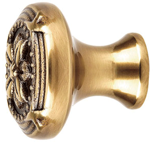 Antique Hardware 1 1/4 Inch Solid Brass Ribbon & Reed Cabinet & Furniture Knob CABINET KNOB