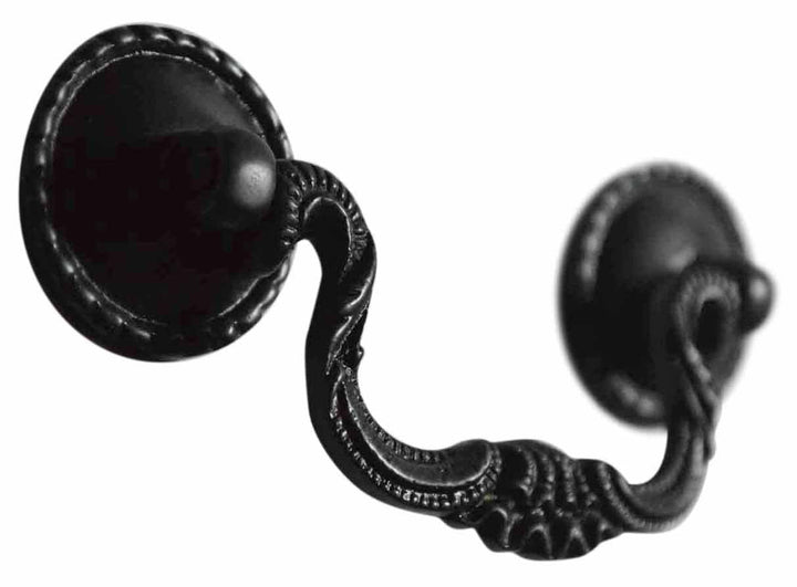 Antique Hardware 4 1/4 Inch Beaded Victorian Bail Pull with Beaded Mounts (Black Bronze Finish) drop drawer pull