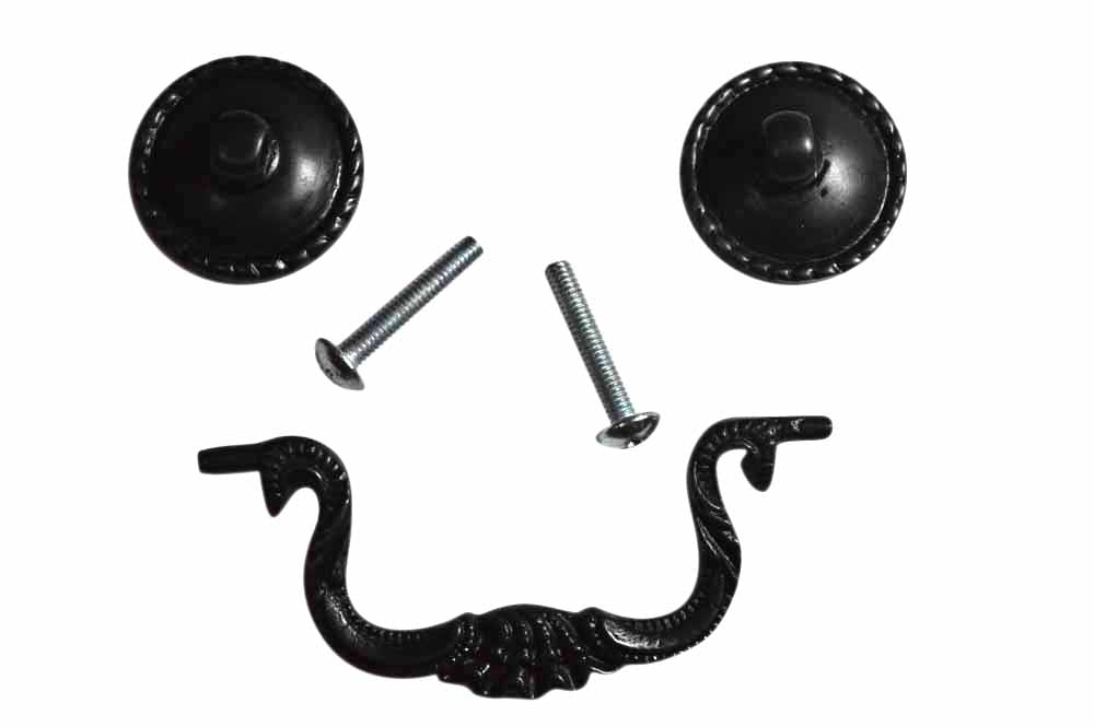 Antique Hardware 4 1/4 Inch Beaded Victorian Bail Pull with Beaded Mounts (Black Bronze Finish) drop drawer pull