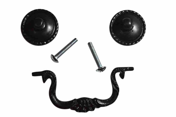 Antique Hardware 4 1/4 Inch Beaded Victorian Bail Pull with Beaded Mounts (Black Bronze Finish) drop drawer pull