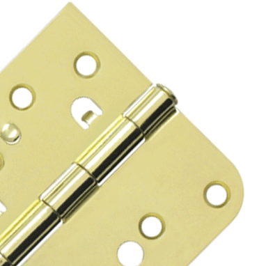 Antique Hardware 4 Inch x 4 Inch Steel Hinge (5/8 Radius x Square Corner, Polished Brass Finish) HINGE