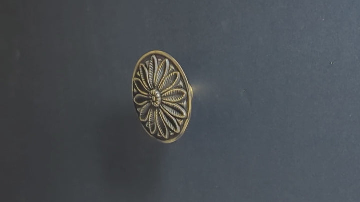 2 3/5 Inch Solid Brass Floral Leaf Cabinet and Furniture Knob
