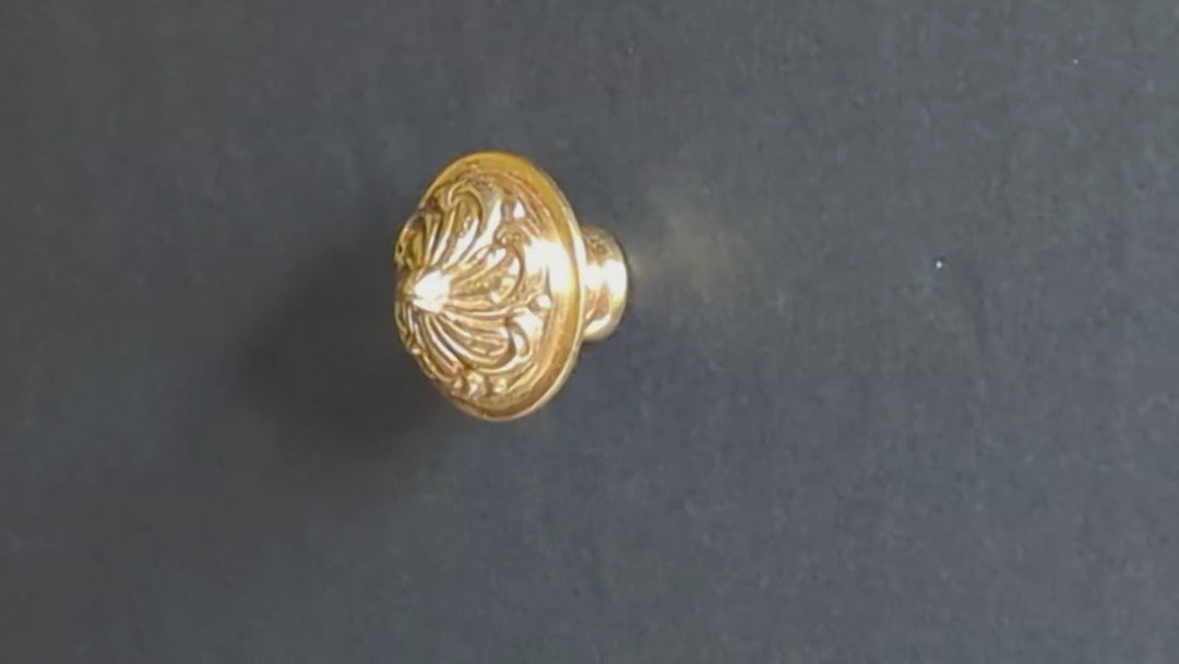 1 1/3 Inch Solid Brass Baroque / Rococo Cabinet & Furniture Knob