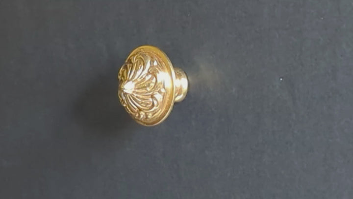 1 1/3 Inch Solid Brass Baroque / Rococo Cabinet & Furniture Knob