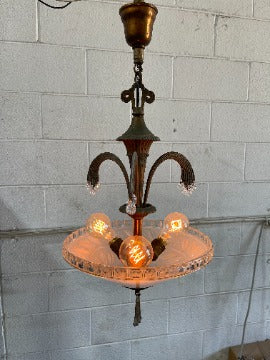Antique Hardware 27 Inch Bronze 3-Light Chandelier with Glass Dome Chandeliers
