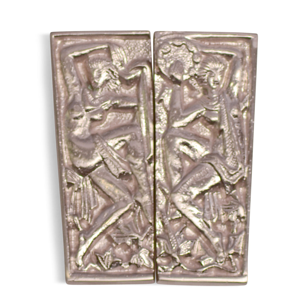 Antique Hardware 4 3/8 Inch Overall Solid Brass Grecian Dancing Ladies Cabinet Pull Set (Satin Nickel Finish) CABINET KNOB