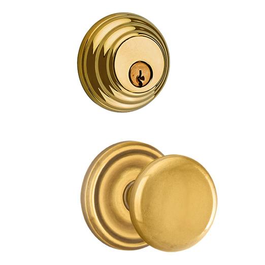 ##Antique Hardware## Emtek Regular Low Profile Entryway Set with Providence Round Brass Knob (Several Finishes Available)