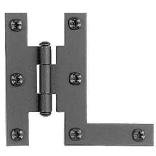 Antique Hardware Cast Iron Hinges: Pair of Black Matte Iron Hinges - HL Type (Offset) HINGE