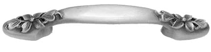 ##Antique Hardware## 4 Inch (3 Inch c-c) Solid Pewter Dogwood Leaf Pull