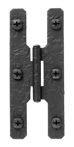 Antique Hardware 7 Inch Cast Iron H Hinge: Pair of Black Matte Iron Hinges HINGE