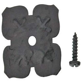##Antique Hardware## 1 1/2 Inch by 1 1/2 Inch Old European Style Floral Door Boss (Flat Black)