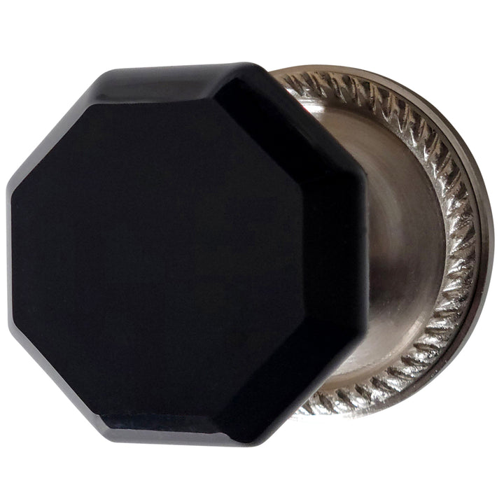 ##Antique Hardware## Georgian Roped Rosette with Black Octagon Crystal Door Knobs (Several Finishes Available)