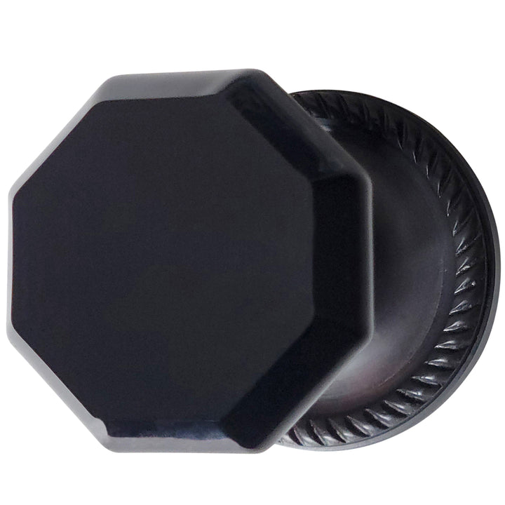 ##Antique Hardware## Georgian Roped Rosette with Black Octagon Crystal Door Knobs (Several Finishes Available)