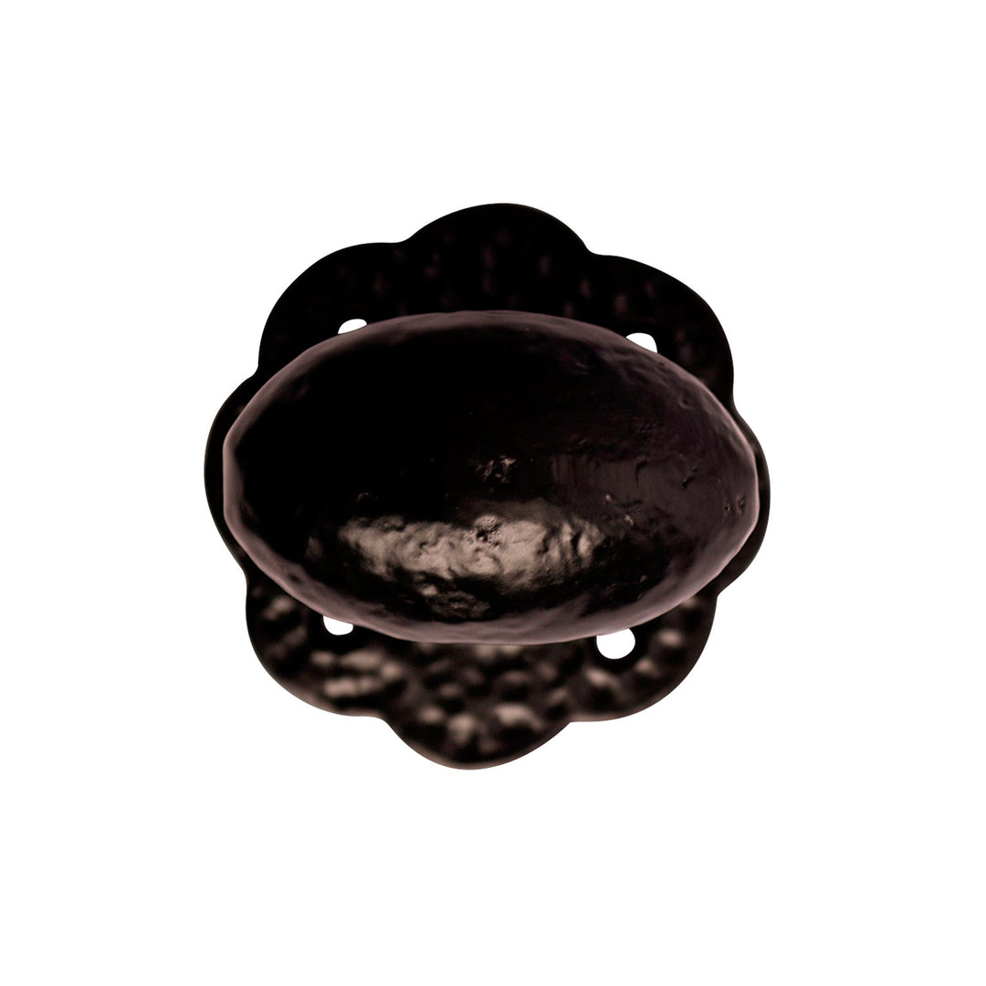 Antique Hardware 2 3/8 Inch Solid Rough Iron Egg Cabinet & Furniture Knob with Floral Backplate Cabinet Knobs & Handles