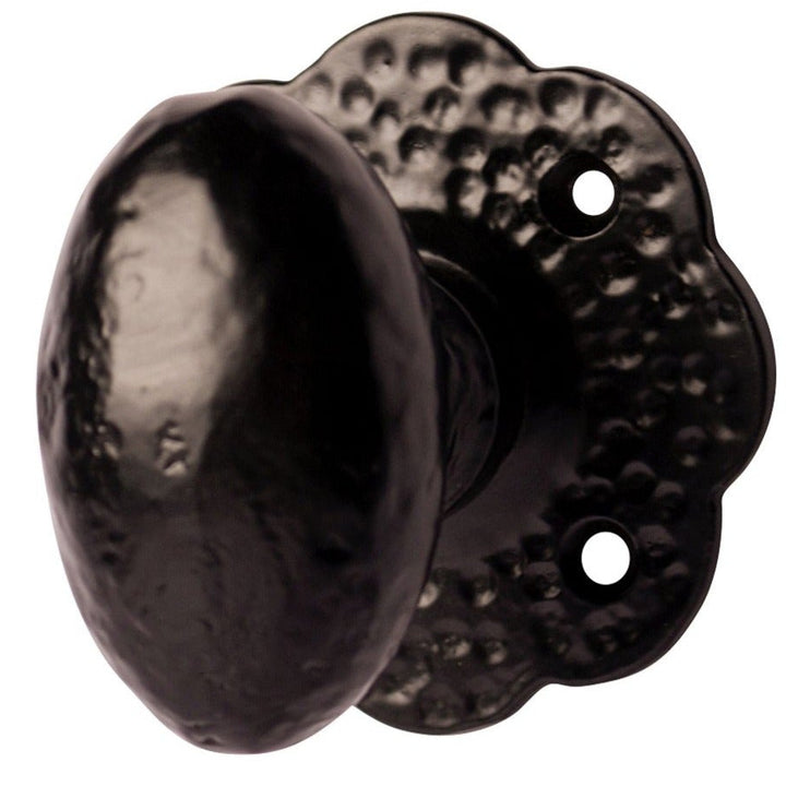 Antique Hardware 2 3/8 Inch Solid Rough Iron Egg Cabinet & Furniture Knob with Floral Backplate Cabinet Knobs & Handles