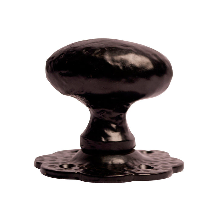 Antique Hardware 2 3/8 Inch Solid Rough Iron Egg Cabinet & Furniture Knob with Floral Backplate Cabinet Knobs & Handles