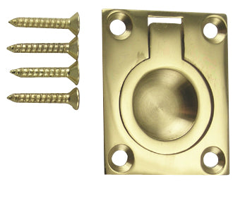 ##Antique Hardware## 1 3/4 Inch Solid Brass Traditional Flush Ring Pull