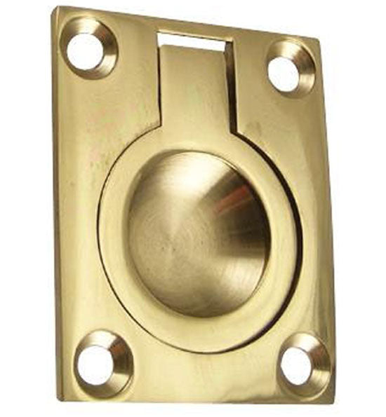 ##Antique Hardware## 1 3/4 Inch Solid Brass Traditional Flush Ring Pull