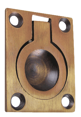 ##Antique Hardware## 1 3/4 Inch Solid Brass Traditional Flush Ring Pull