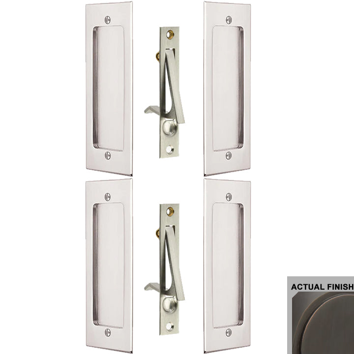 Antique Hardware 7 1/4 Inch Solid Brass Modern Rectangular Pocket Door Pull Set FLUSH-PULL-POCKET DOOR
