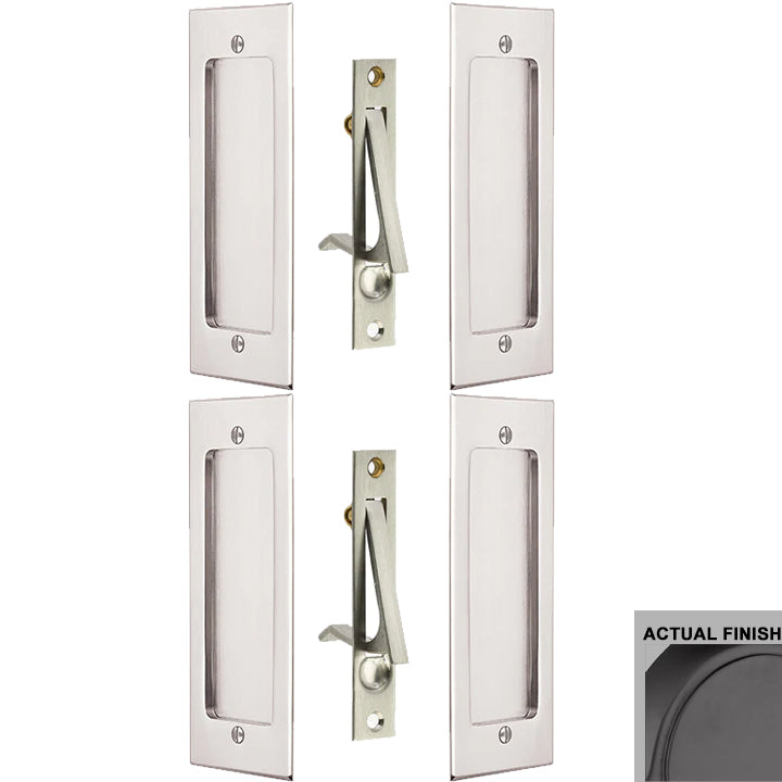 Antique Hardware 7 1/4 Inch Solid Brass Modern Rectangular Pocket Door Pull Set FLUSH-PULL-POCKET DOOR