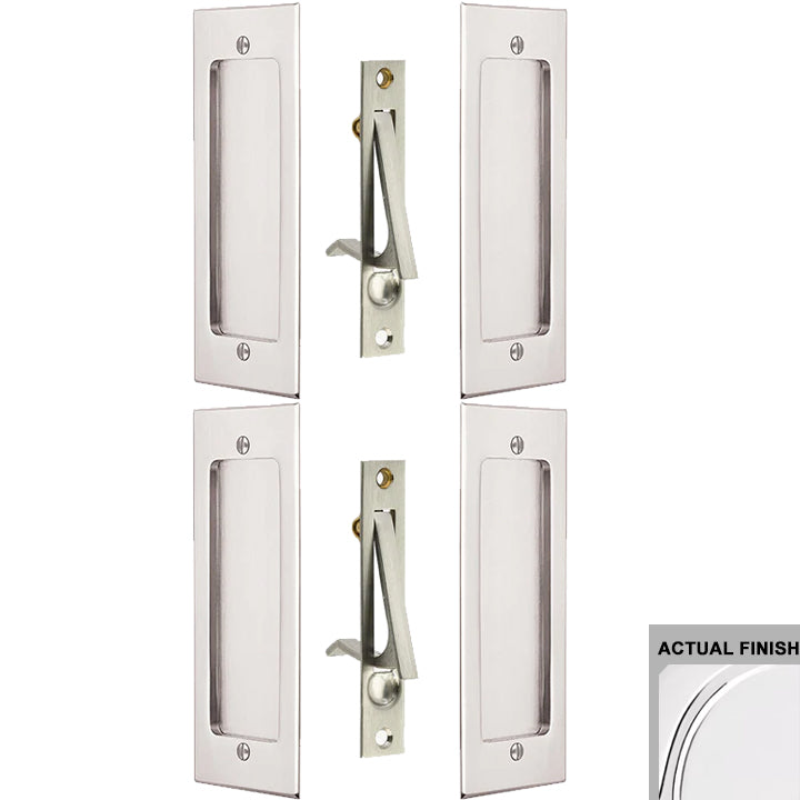 Antique Hardware 7 1/4 Inch Solid Brass Modern Rectangular Pocket Door Pull Set FLUSH-PULL-POCKET DOOR