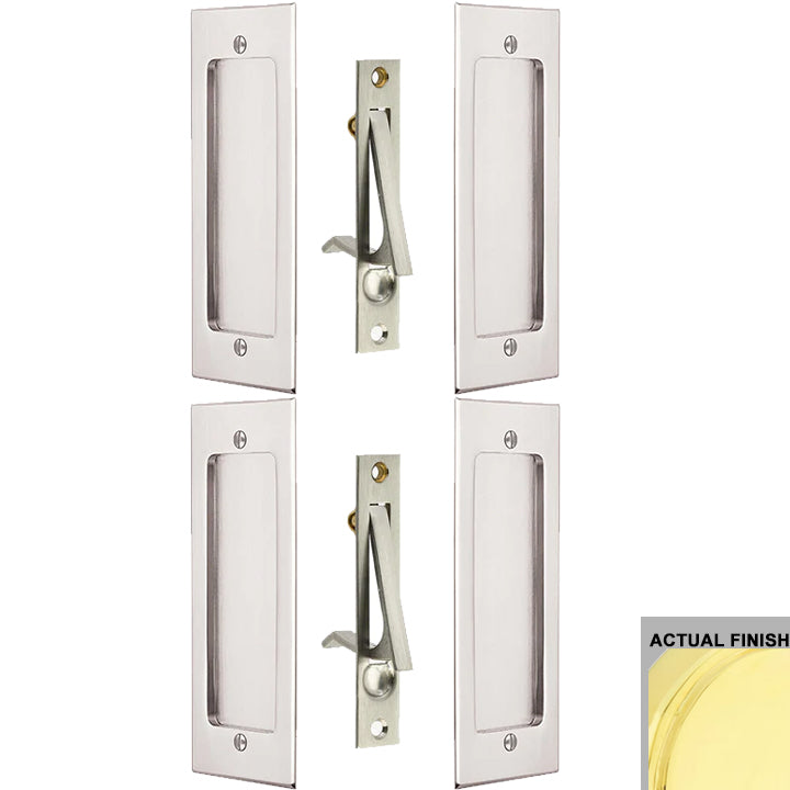 Antique Hardware 7 1/4 Inch Solid Brass Modern Rectangular Pocket Door Pull Set FLUSH-PULL-POCKET DOOR