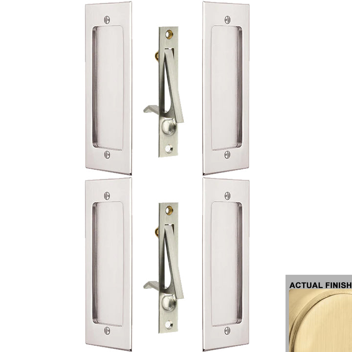 Antique Hardware 7 1/4 Inch Solid Brass Modern Rectangular Pocket Door Pull Set FLUSH-PULL-POCKET DOOR