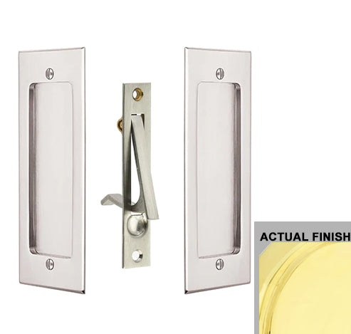 Antique Hardware 7 1/4 Inch Solid Brass Modern Rectangular Pocket Door Pull Set FLUSH-PULL-POCKET DOOR