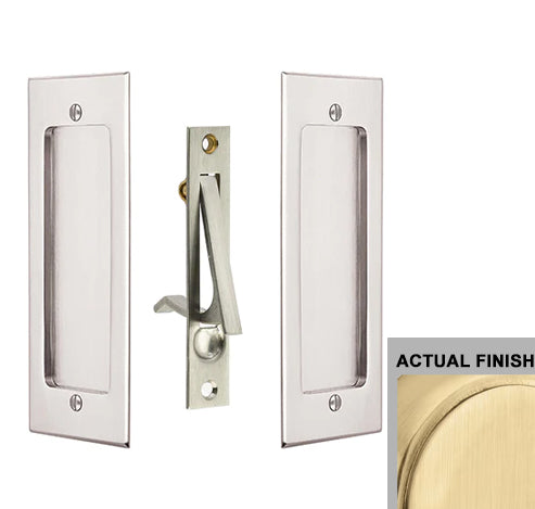 Antique Hardware 7 1/4 Inch Solid Brass Modern Rectangular Pocket Door Pull Set FLUSH-PULL-POCKET DOOR