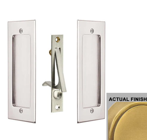 Antique Hardware 7 1/4 Inch Solid Brass Modern Rectangular Pocket Door Pull Set FLUSH-PULL-POCKET DOOR