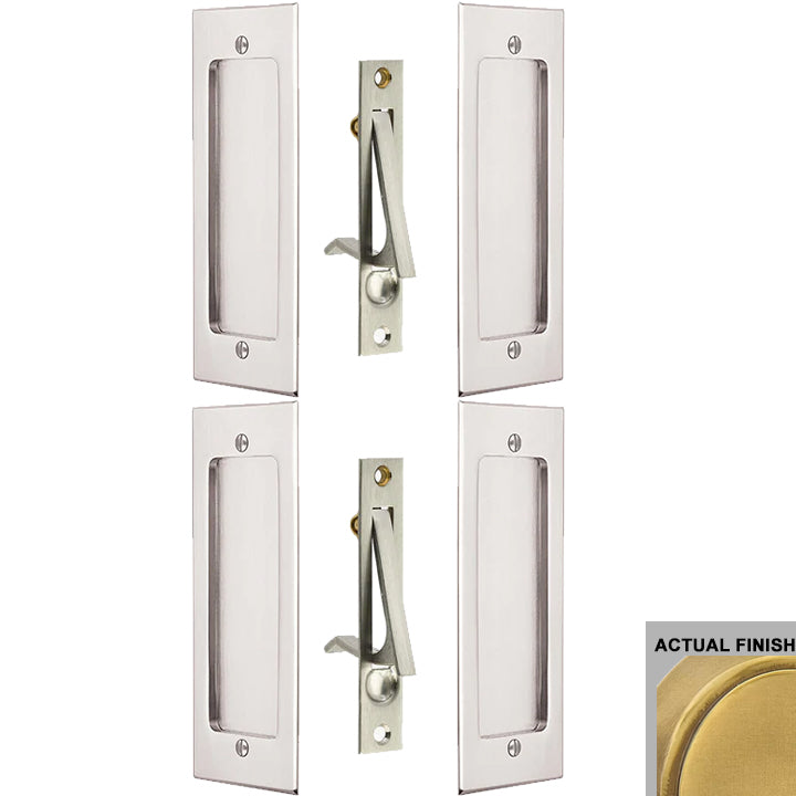 Antique Hardware 7 1/4 Inch Solid Brass Modern Rectangular Pocket Door Pull Set FLUSH-PULL-POCKET DOOR