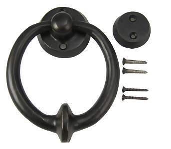 ##Antique Hardware## Emtek 86060 4" Height Bronze Door Knocker and Ring Pull Flat Black