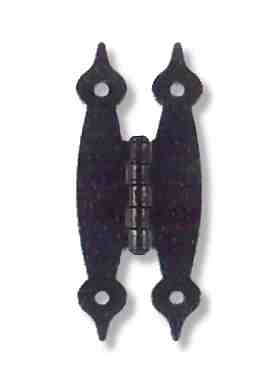 Antique Hardware 3 1/2 Inch Metal Hinges: Pair of Black Hammered Metal Hinges - H Type HINGE