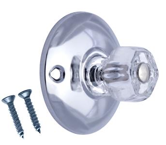 Antique Hardware Art Deco Style Polished Chrome and Clear Glass Robe Hook ROBE-HOOK