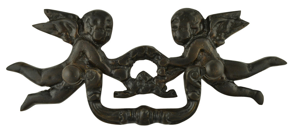 Antique Hardware 5 1/3 Inch Solid Brass Cherub Bail Pull (Black Bronze Finish) Cabinet Knobs & Handles
