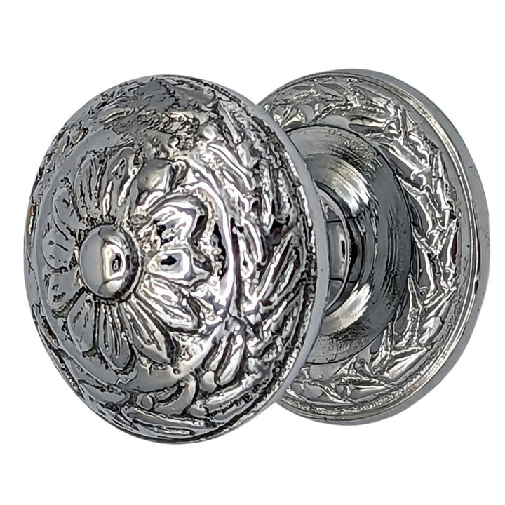 ##Antique Hardware## 1 1/4 Inch Ornate Floral Round Solid Brass Cabinet & Furniture Knob