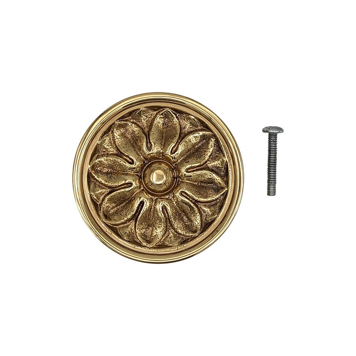 Antique Hardware 2 1/2 Inch Solid Brass Large Floral Cabinet and Furniture Knob CABINET KNOB