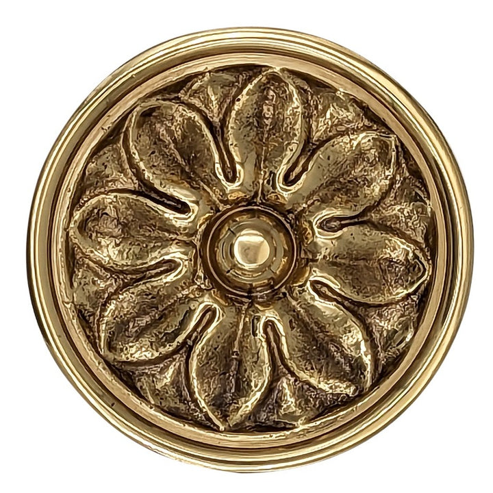 Antique Hardware 2 1/2 Inch Solid Brass Large Floral Cabinet and Furniture Knob CABINET KNOB