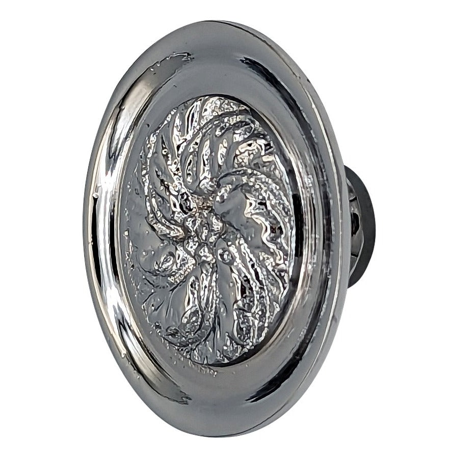 Antique Hardware 1 4/5 Inch Solid Brass Round Floral Print Leaf Cabinet & Furniture Knob CABINET KNOB