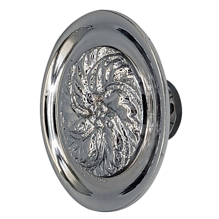 Antique Hardware 1 4/5 Inch Solid Brass Round Floral Print Leaf Cabinet & Furniture Knob CABINET KNOB