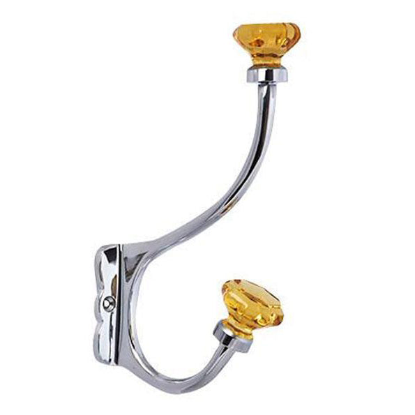 Antique Hardware 7 Inch Solid Brass Coat Hook & Old Town Amber Glass Knobs HOOK