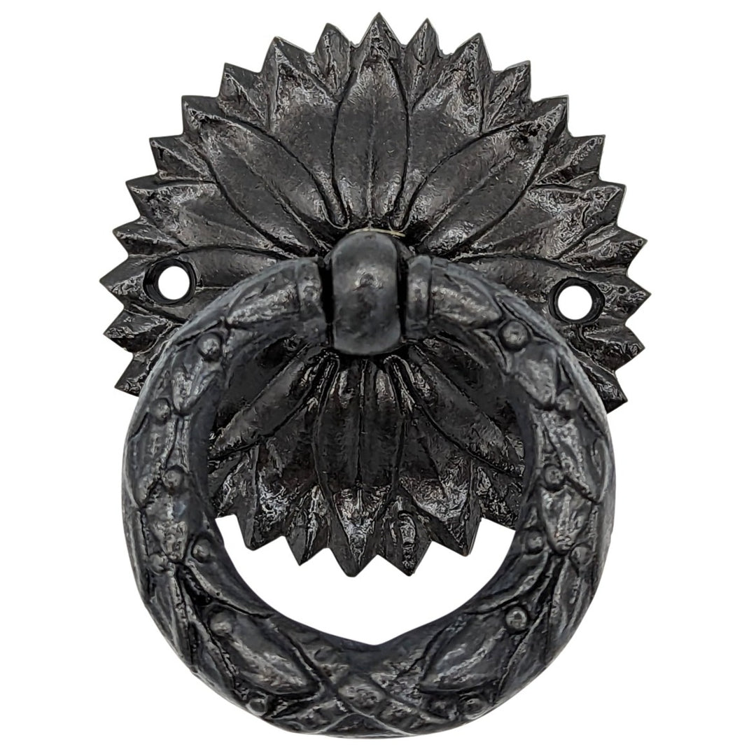 ##Antique Hardware## 2 Inch Solid Brass Radiant Leaves Ring Pull (Several Finishes Available)