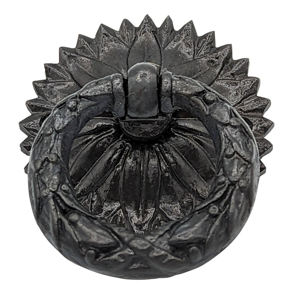 ##Antique Hardware## 2 Inch Solid Brass Radiant Leaves Ring Pull (Several Finishes Available)