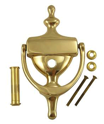 Antique Hardware 6 1/2 Inch (6 1/4 Inch c-c) Solid Brass Traditional Door Knocker (Polished Brass Finish) Door Knockers