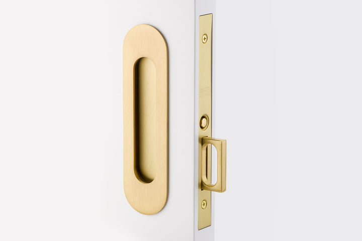 ##Antique Hardware## Emtek Narrow Oval Brass Mortise Pocket Door (Several Finishes Available)