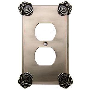 ##Antique Hardware## Ocean Seaside Nautical Shell Wall Plate (Pewter Bright Finish)