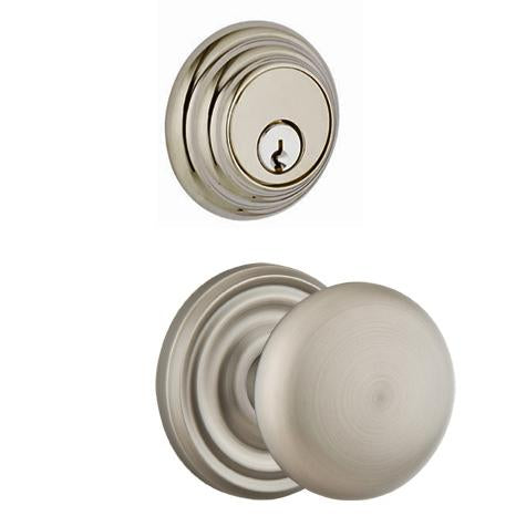 ##Antique Hardware## Emtek Regular Low Profile Entryway Set with Providence Round Brass Knob (Several Finishes Available)