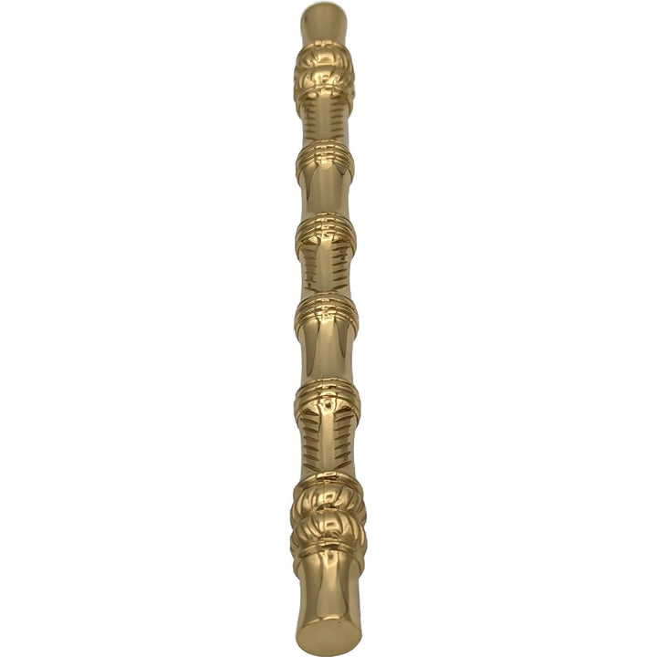 Antique Hardware 6 Inch Overall (4 1/2 Inch c-c) Japanese Bamboo Pull (Polished Brass Finish) CABINET PULL